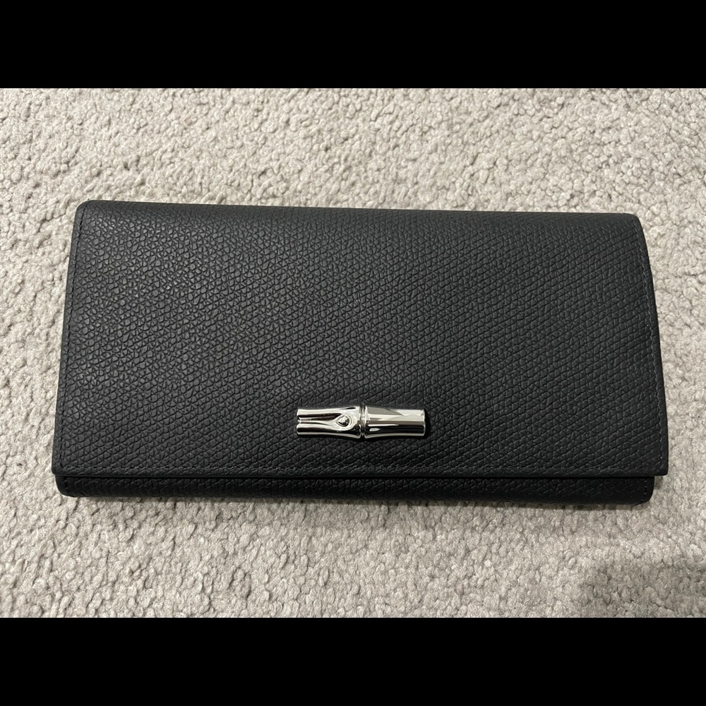 LONGCHAMP ROSEAU LEATHER CONTINENTAL PEBBLED LEATHER WALLET